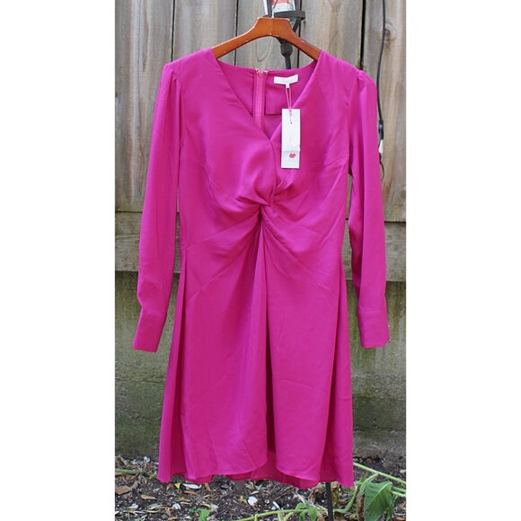 New w/Tags - Parker Knot-Front, Long Sleeve Dress - 70s Secretary Style, Pink, L - Picture 10 of 14